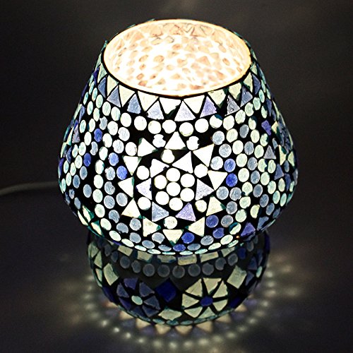 Image of Glass Table Lamp, Blue, White, Pack of 1