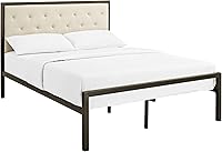 Vista 16 de Modway Mia - Base de cama de piel sintética copetuda, tamaño individual, color blanco y blanco