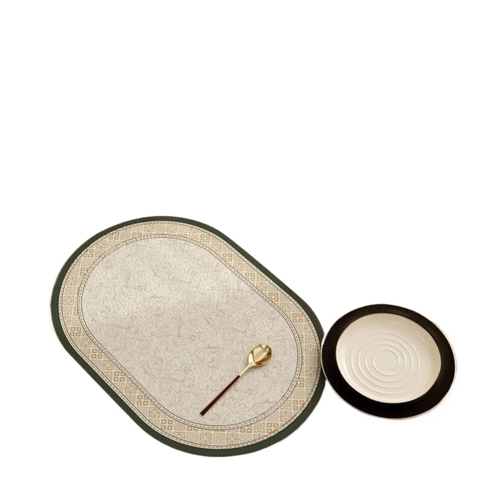 Oval Dining Table 6pcs Oval Placemats, Heat Insulation Pads, Leather Western Placemats, Household Tableware Plate MATS and Bowl MATS(B)