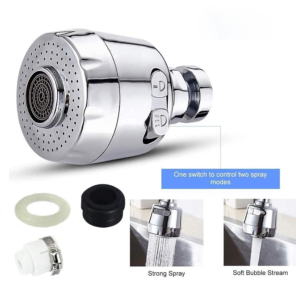 Produktbild von 360° Drehbarer Küchenarmatur-Strahlregler Aus Edelstahl – 2-Gang, Spritzwassergeschützt, Mit Adaptern Für 14–23 Mm