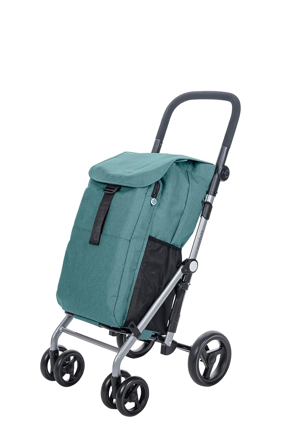 Carlett Carro de la Compra 4 Ruedas Plegable, Bolsa Extraíble de Gran Capacidad 53L/15Kg y Bolsa Térmica 10L, Manillar Regulable, Freno de Seguridad, Convertible a 2 Ruedas, Classic Duo, Color Verde