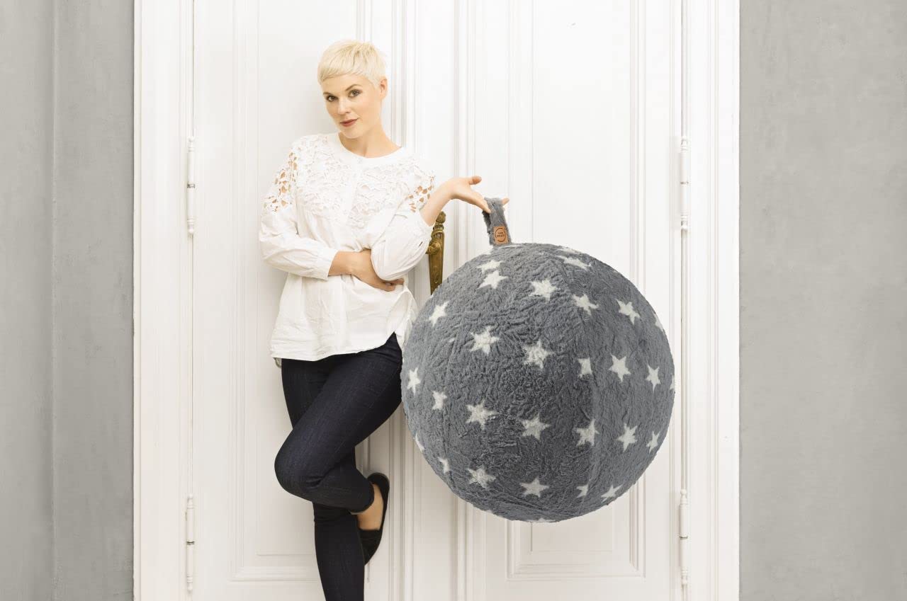 Sitting Ball Sitzball/Gymnastikball Fluffy Stars mit Webplüsch-Bezug in grau