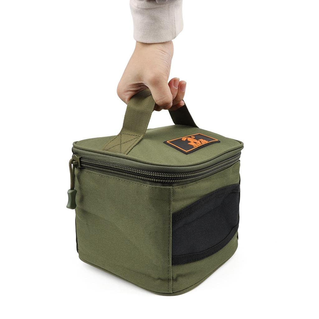 Bolsa de almacenamiento duradera para carrete de pesca de carpa, gancho de pesca, bolsa de aparejos, Juego de 5 (verde), 18x20x15cm, como se muestra en la