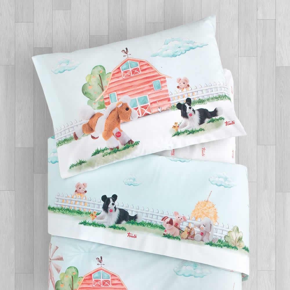 Gabel /TRUDI Home - Pełna pościel (na łóżeczko/łóżeczko dziecięce z brzegami) Drukowane techniką cyfrową na 100% czystej bawełny - FARma (Multicolor)