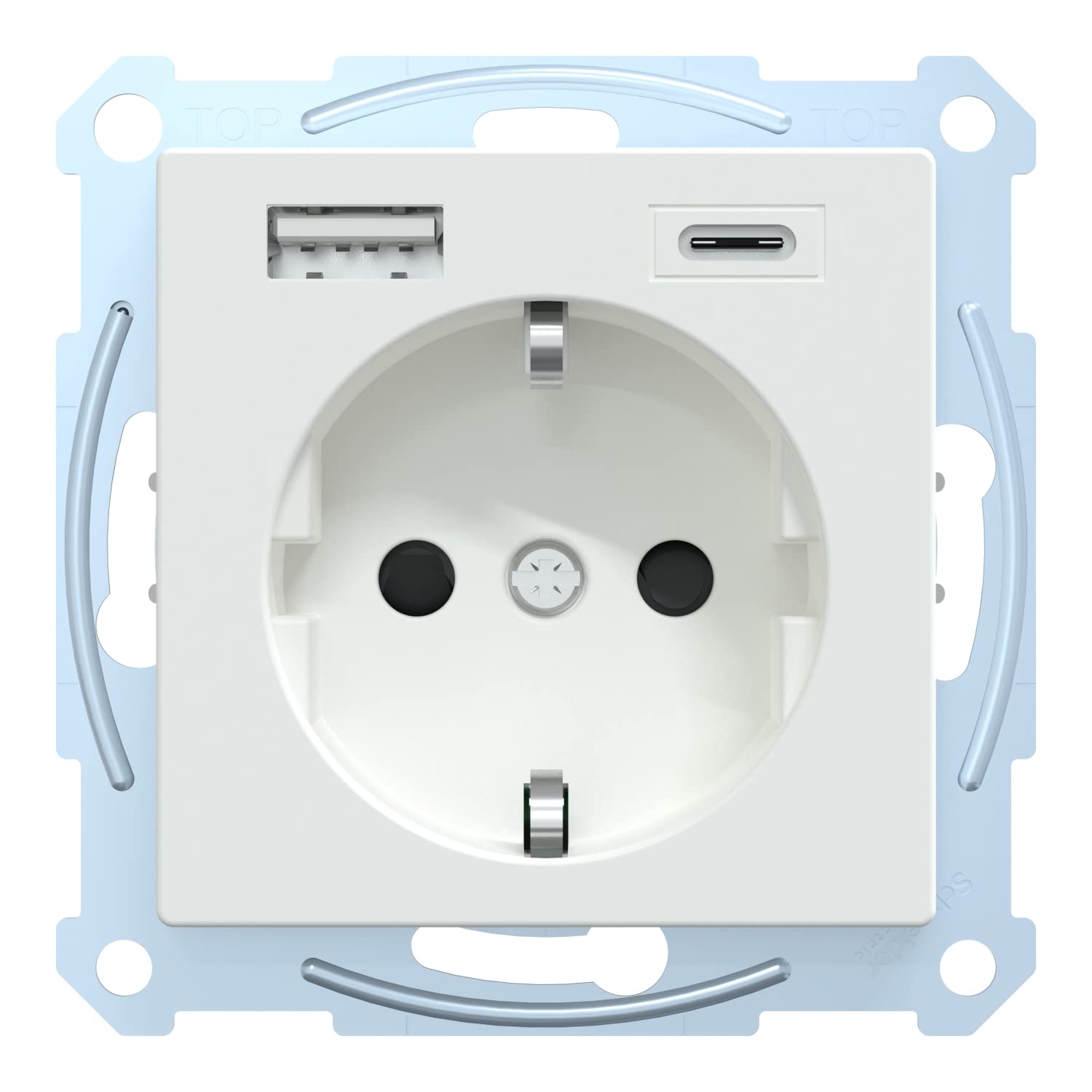 Schneider Electric Merten MEG2367-0325 gniazdo wtykowe USB Schuko, typ USB A+C, system M, podtynkowe, aktywna biel, numer artykułu