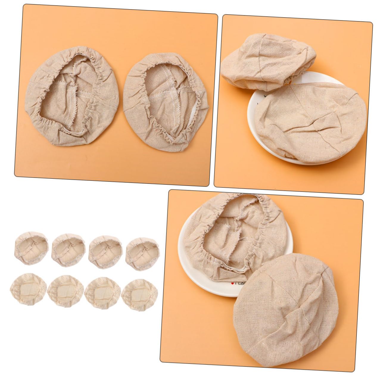 BESTonZON 16 Piezas Cubierta De Tela De La Cesta De Fermentación Paño Tela De Lino Canasta De Tela Forro De La Cesta Suministros para Pruebas De Pan Forro De Lino Banneton Rota Oval