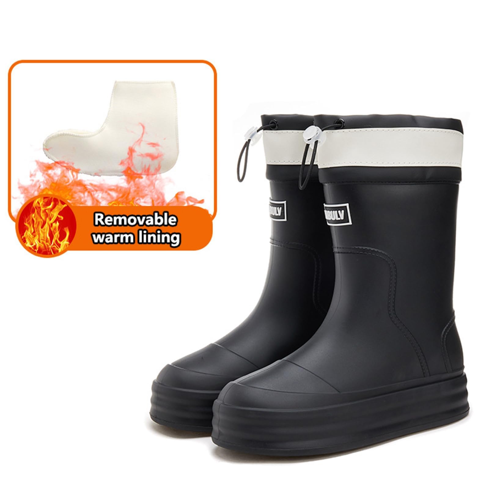 Zapatos de lluvia para mujer forrados con caña acolchada para mayor comodidad, suela gruesa antideslizante, versátil, para usar en casa o botas de trabajo en la cocina