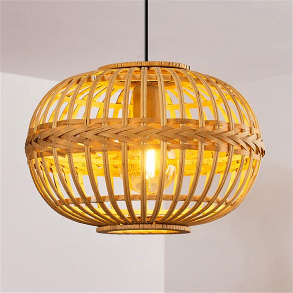 Nowoczesna czeska pleciona lampa wisząca z rattanu i bambusa, styl wiejski, przybrzeżne lampy wiszące, ręcznie tkany klosz z rattanu, 40 cm, do przedpokoju, sypialni, przedpokoju