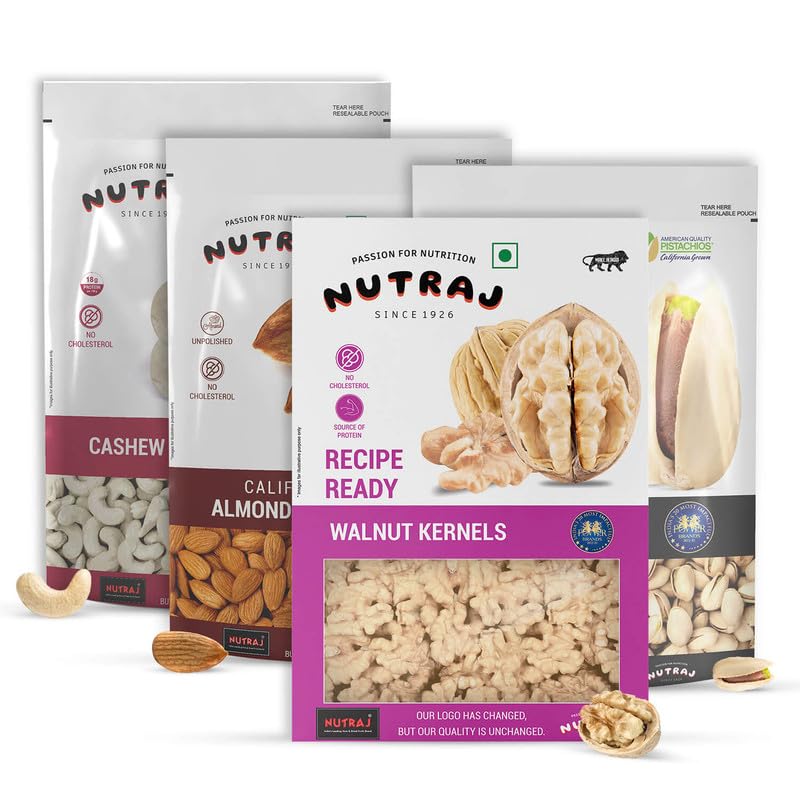 See full amazon price history chart for Nutraj Recipe Ready Walnut Kernels 250g, Pistachio R&S 250g, Cashew Nuts 250g & California Almonds 250g - 1kg Combo Pack | Dry Fruit Combo | Kaju | Badam Giri | Akhrot Giri Nutraj Recipe Ready Walnut Kernels 250g, Pistachio R&S 250g, Cashew Nuts 250g & California Almonds 250g - 1kg Combo Pack | Dry Fruit Combo | Kaju | Badam Giri | Akhrot Giri (B0CQX7TQVF) Amazon Price History, Amazon Price Tracker