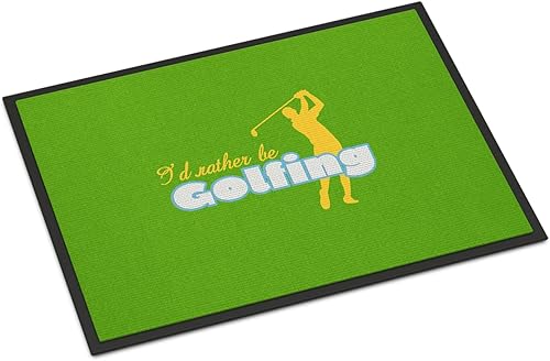 Caroline's Treasures SB3092MAT - Felpudo con texto en inglés "I'd Rather be Golfing Man on Green" de 18 x 27 pulgadas, para interiores y exteriores,