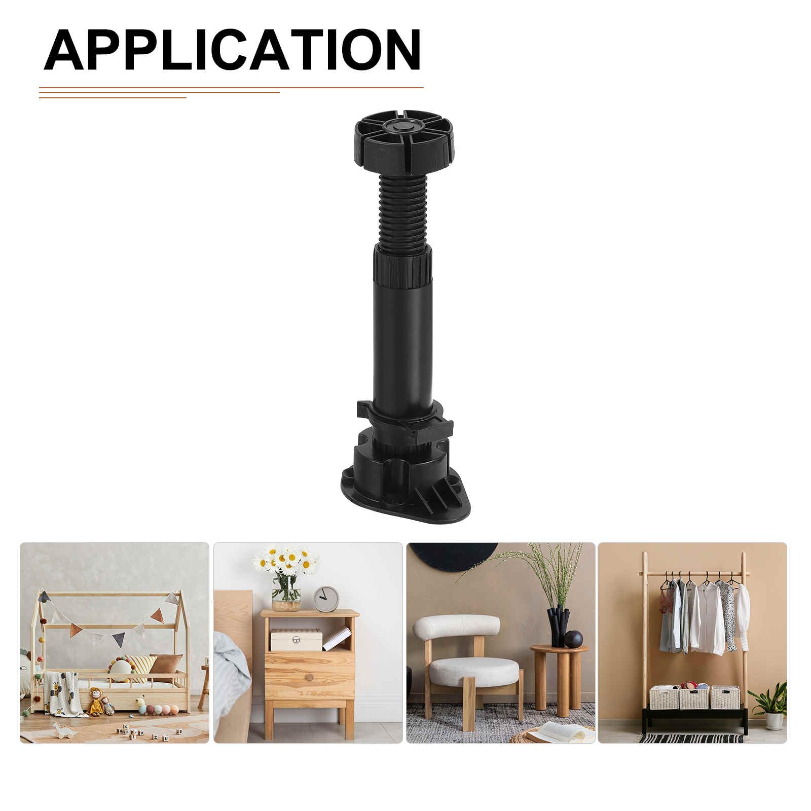 DTGN 150x44mm(LxW) Adjustable Leveling Feet - 4Pack- Good for Furniture - Leveler Support Frame Replacement Legs - Black - Image 4