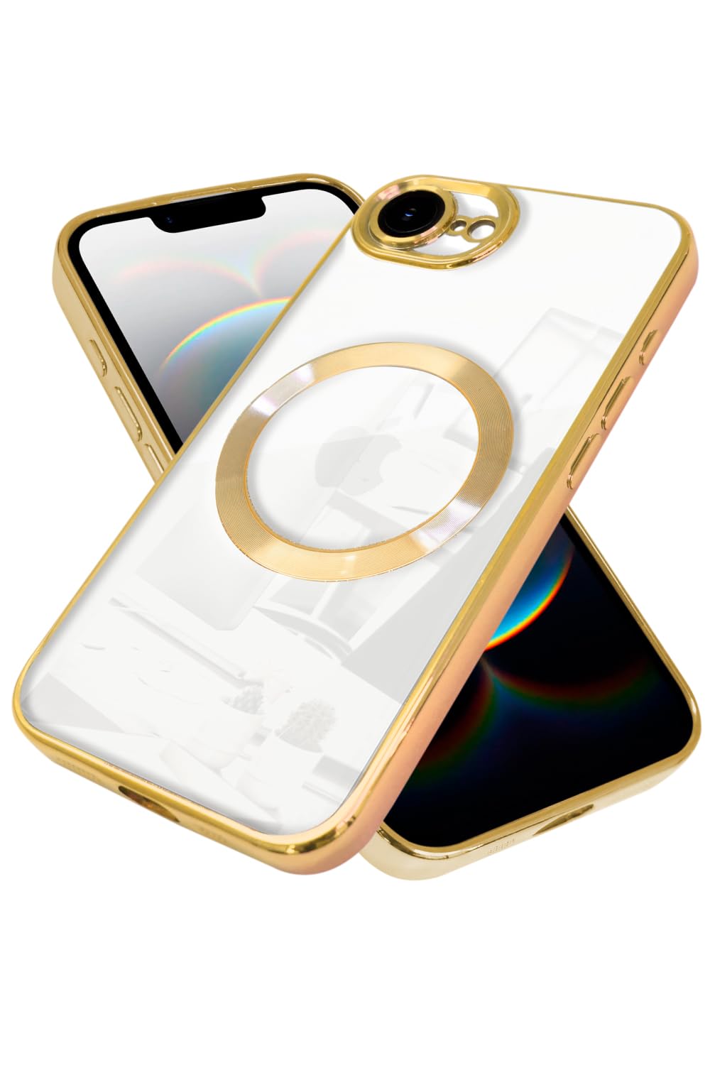 Shizuka Will Re iPhone 16e Case, MagSafe Compatible, Clear Lens Protection, Cover, Wireless Charging, Shock Resistant, Hybrid 7, Smartphone Case, 1 Piece, Gold
