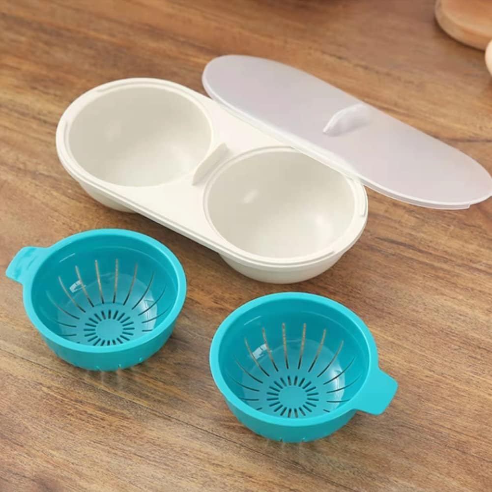2 Cuiseurs à Oeufs Micro-ondes - Pour Oeufs Pochés Ou Durs - Plastique Alimentaire