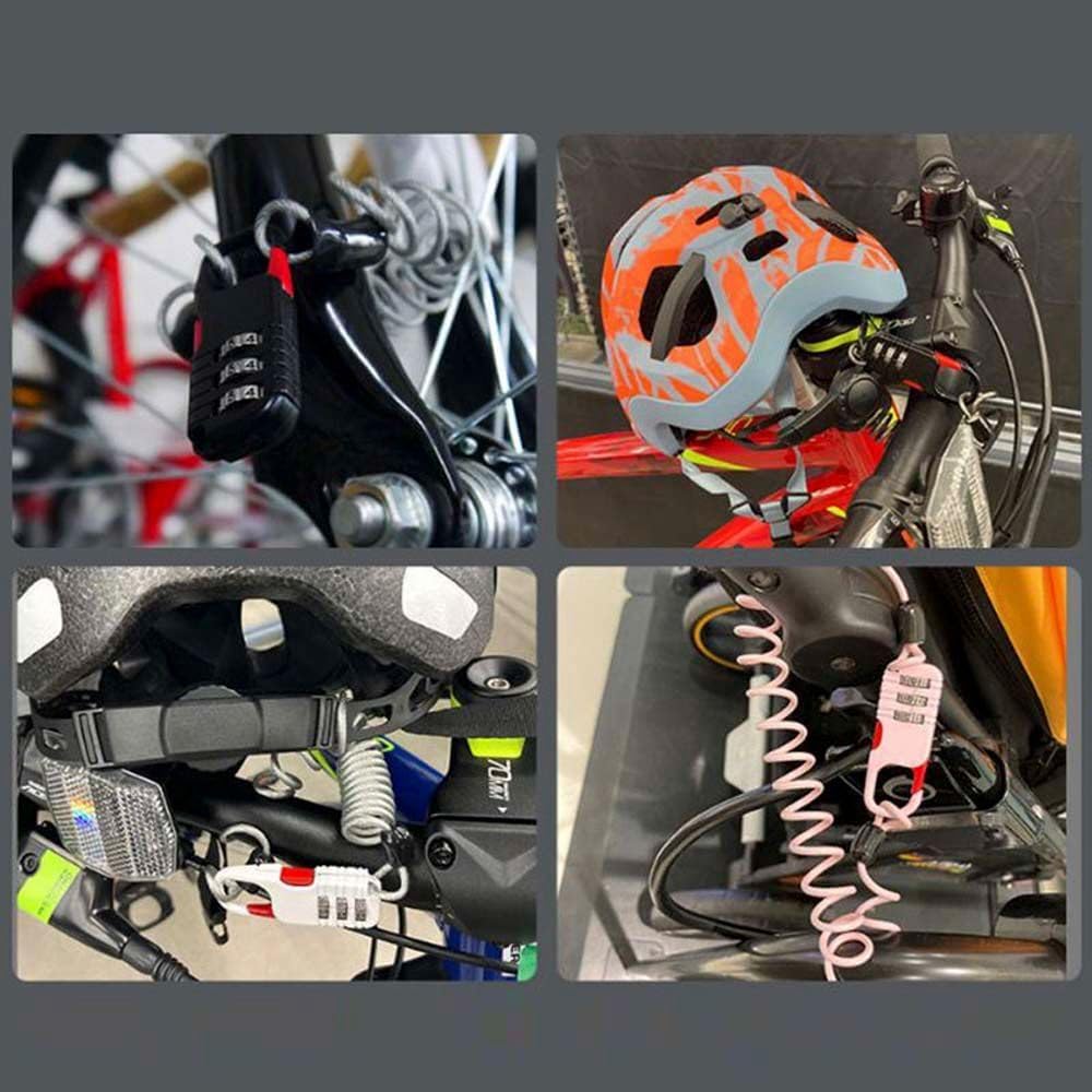 Safety Rope Lock Black Safety Three Digit Password Rope Lock Colorful White Anti Theft Motorcycle Wire Rope (Black)