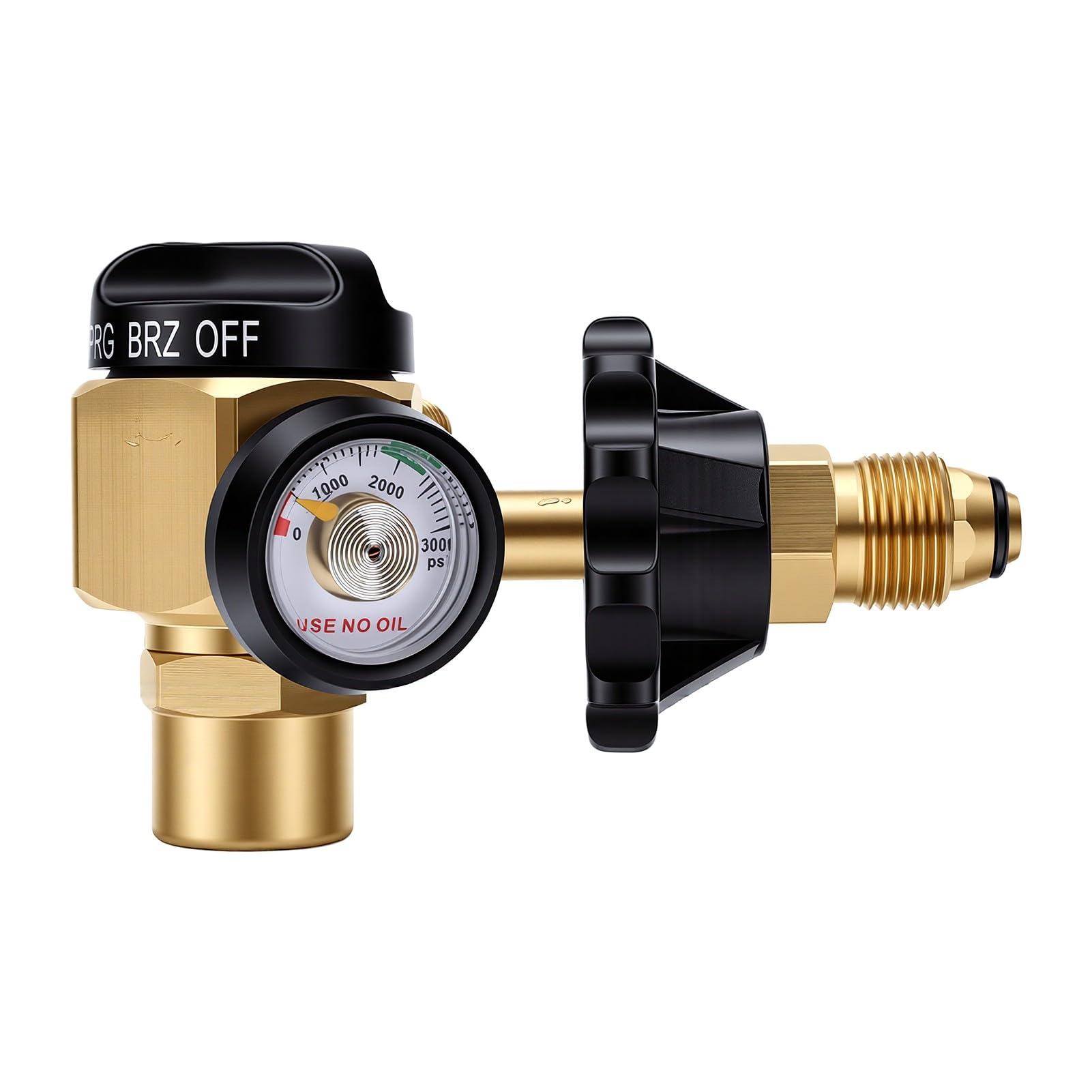 Goshyda Regulador de Purga de Nitrógeno de 500 Psi con Caudalímetro, Válvula de Control de Nitrógeno para Pruebas de Fugas, Regulador de Presión de Latón Resistente, Rosca SAE de 1/4 Pulgadas para