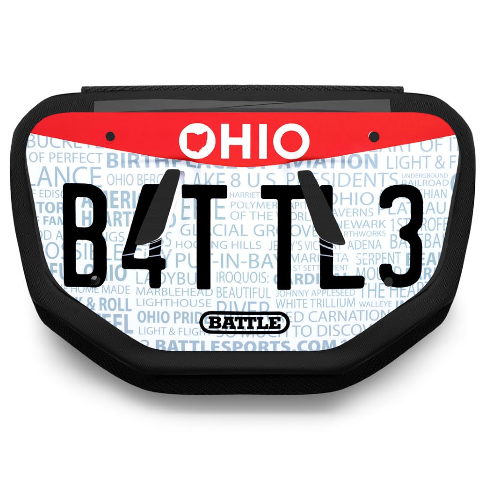 Battle Sports License Plate Football Back Plate- Lower Backplate for Shoulder Pads- Rear Back Protector Hard Outer Shell & Contoured Foam for Adults