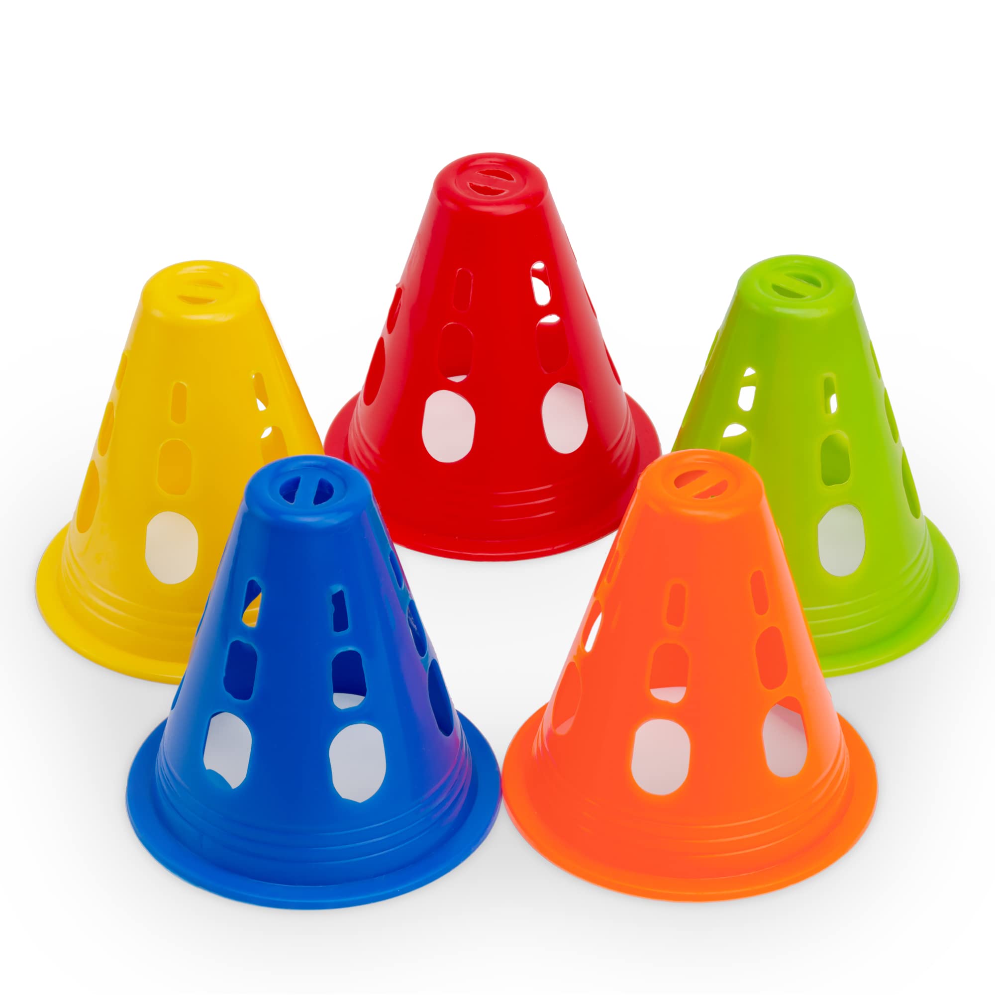 Famgee3 Inch Plastic Windproof Slalom Cones Inline Roller Skating Cones Pile Cup Roadblocks Traffic Road Cones Set with Holes for Skate Practice Sport Training