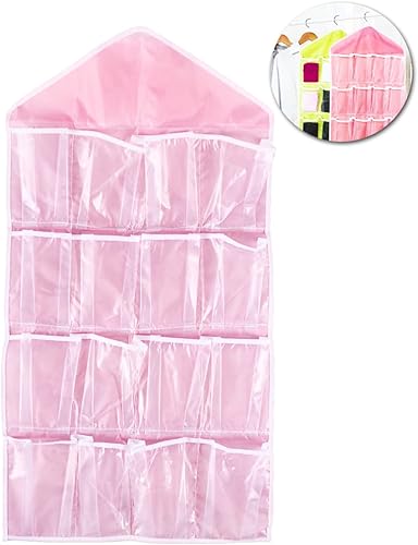 Miniatura 4 de Cabilock 3 piezas de 16 soportes de pared rosa para brasier calcetines para colgar sobre la puerta bolsa de artículos diversos organizador de ropa