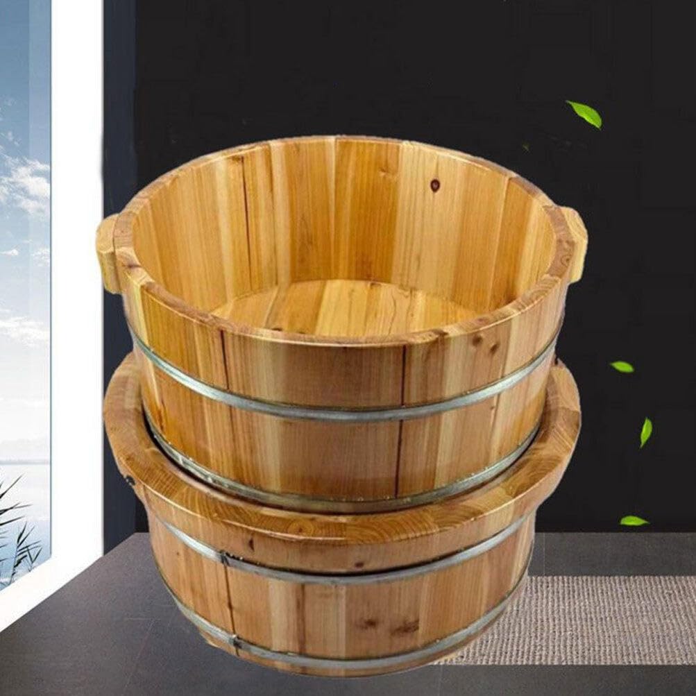 Yardwe Holzfußeimer Fußbad Wanne Wiederverwendbares Spa-Becken Tragbarer Fußbadeeimer Für Zuhause Fußmassage Und Pediküre