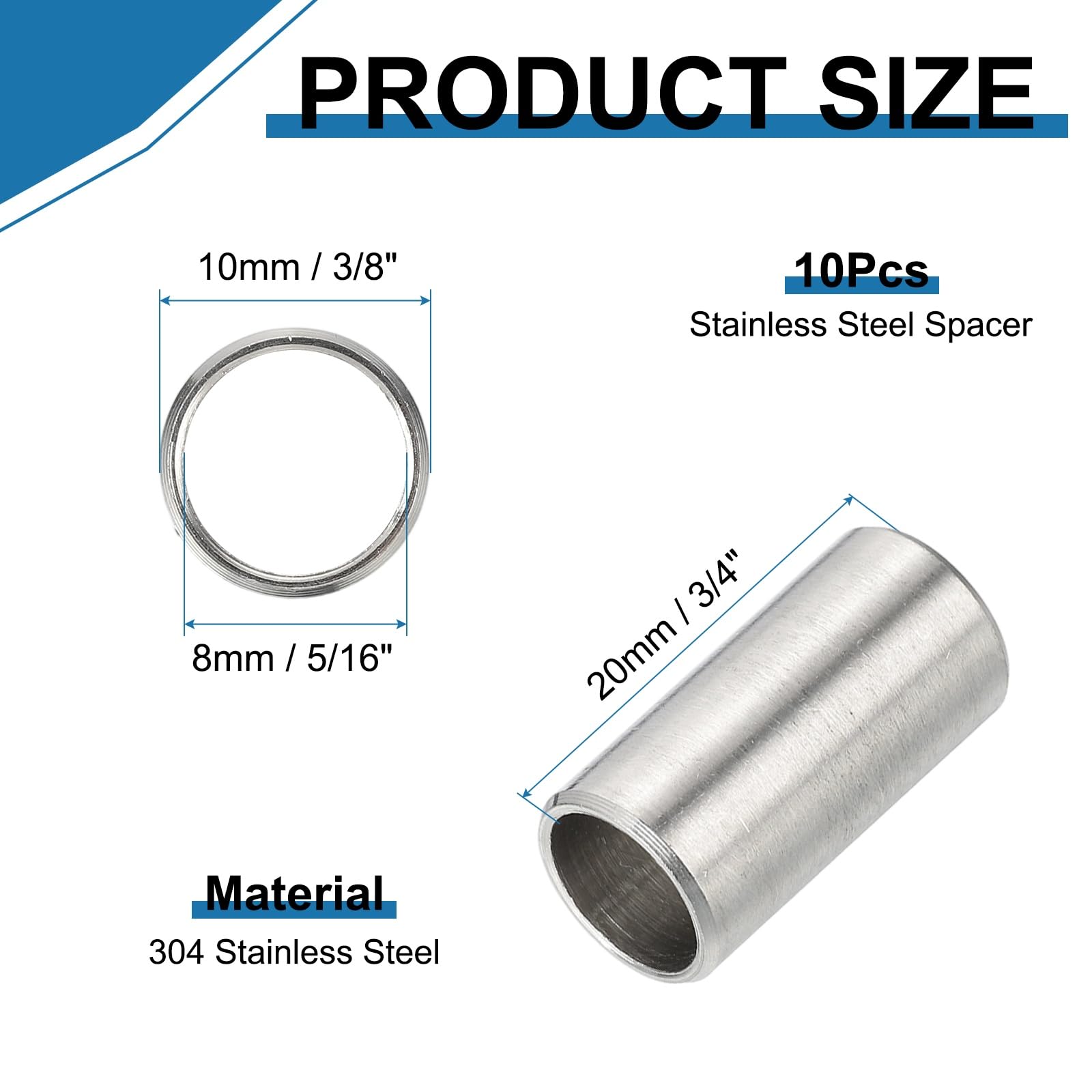PATIKIL 304 Stainless Steel Spacer - Image 2