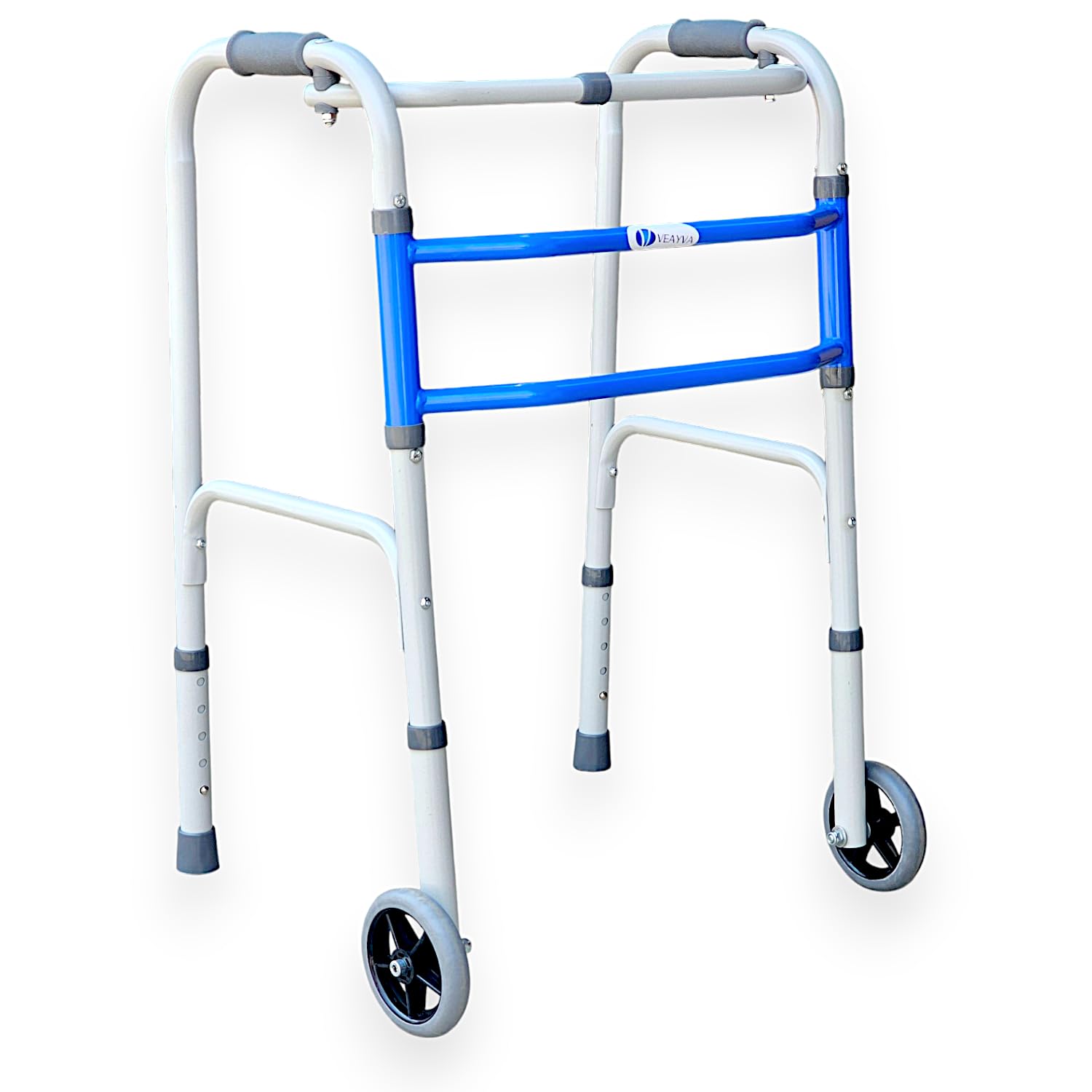 Veayva Lightweight Adjustable Adult Wheel Walker with Dual Hand Brakes and Foldable Frame - Enhanced Mobility and Comfort Specially designed for adults, seniors, and patients
