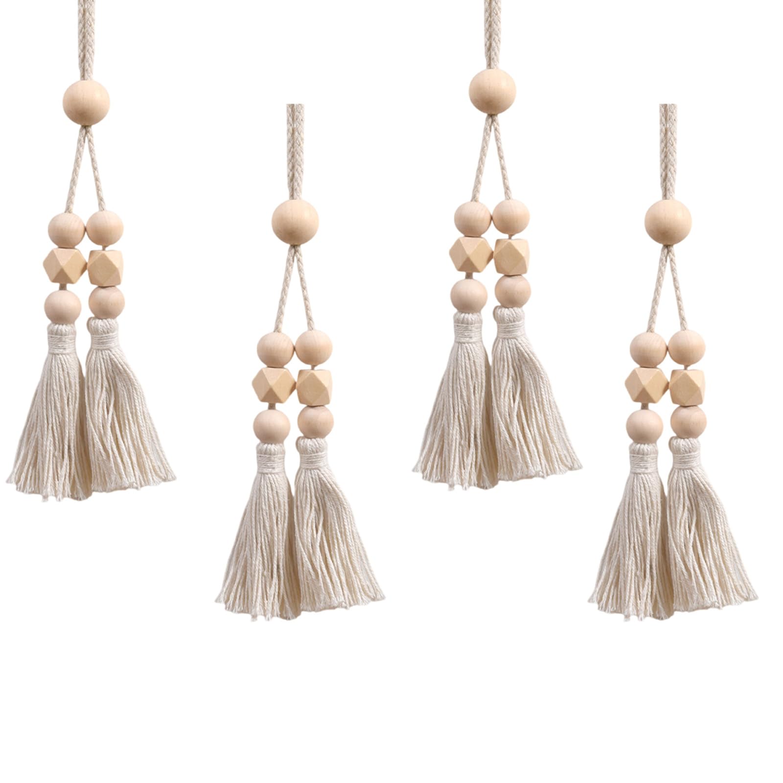 Styles Handcrafteds Curtain Tie Backs with Wood Beads Tiebacks for Indoor and Outdoor Curtain Cotton HandWoven Tiebacks