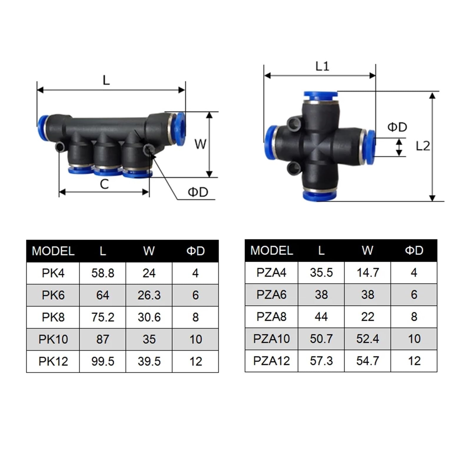 10 piezas de accesorios neumáticos PU PY PV PE PK LSA conector rápido conectores de tubo de manguera de aire plástico PU PY 4 6 8 10 12 conector de inserción(PM (10PCS A LOT),Use 14mm hose)