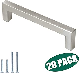 Probrico Kitchen Handles and Knobs 5in Holes Centers Stainless Steel Cupboard Right Angled 1212mm Bar Pulls Brushed Nickel 5.5 in Total Length 20 Pack - coolthings.us