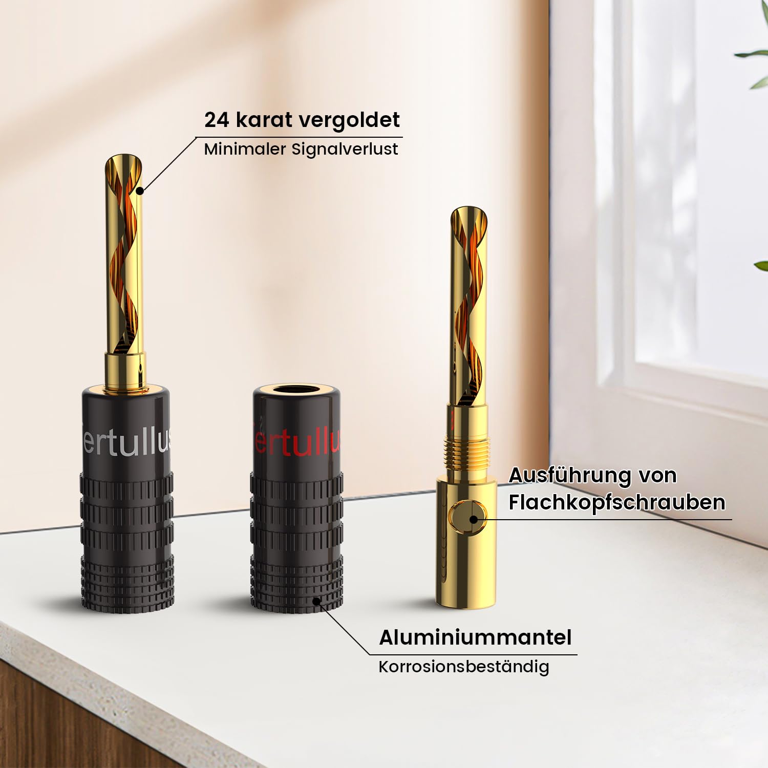 Tertullus 8 connettori a banana BFA 4 mm placcati oro a vite per altoparlante