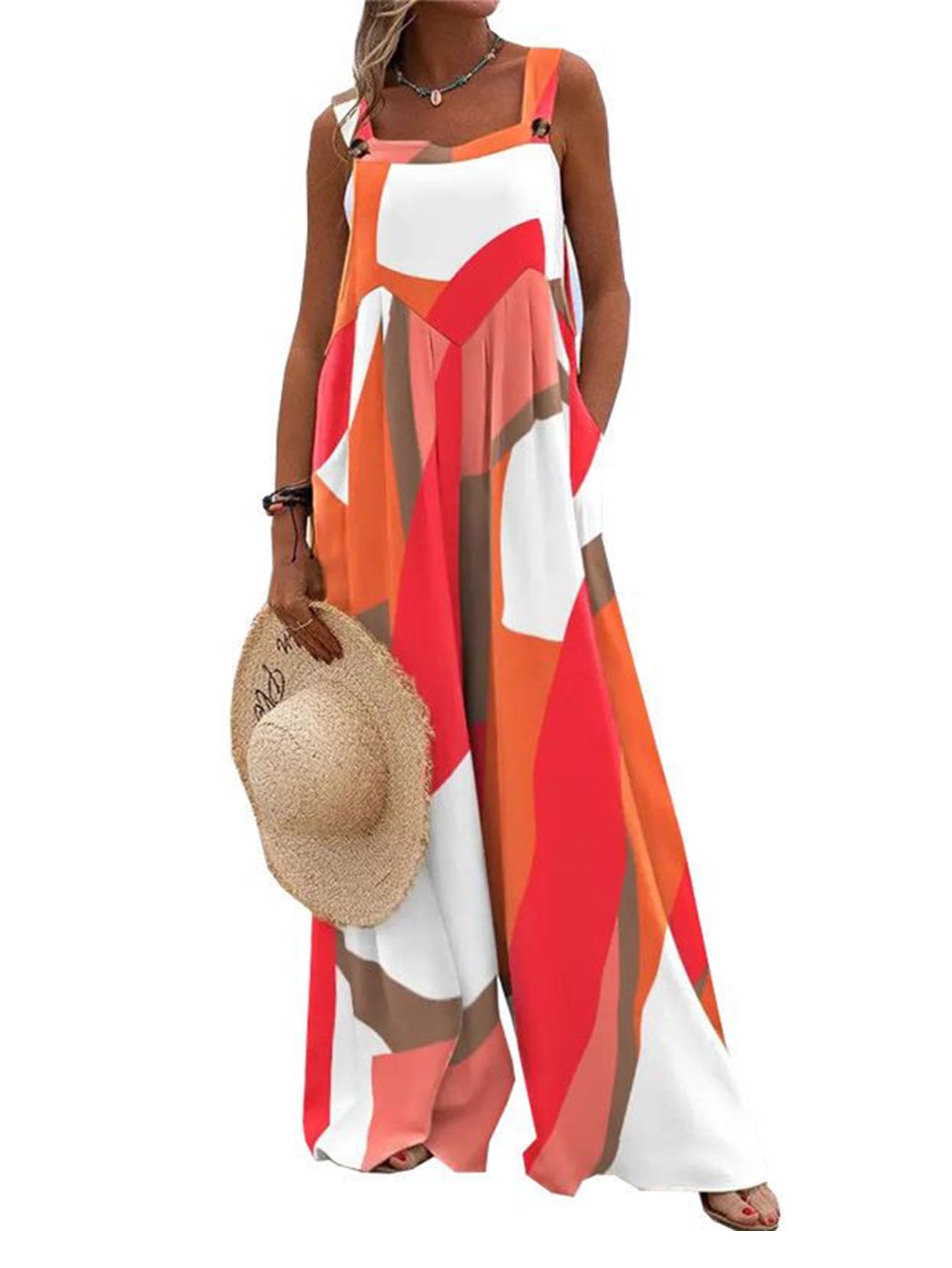 Floral Square Neck Sleeveless Jumpsuit main image 0