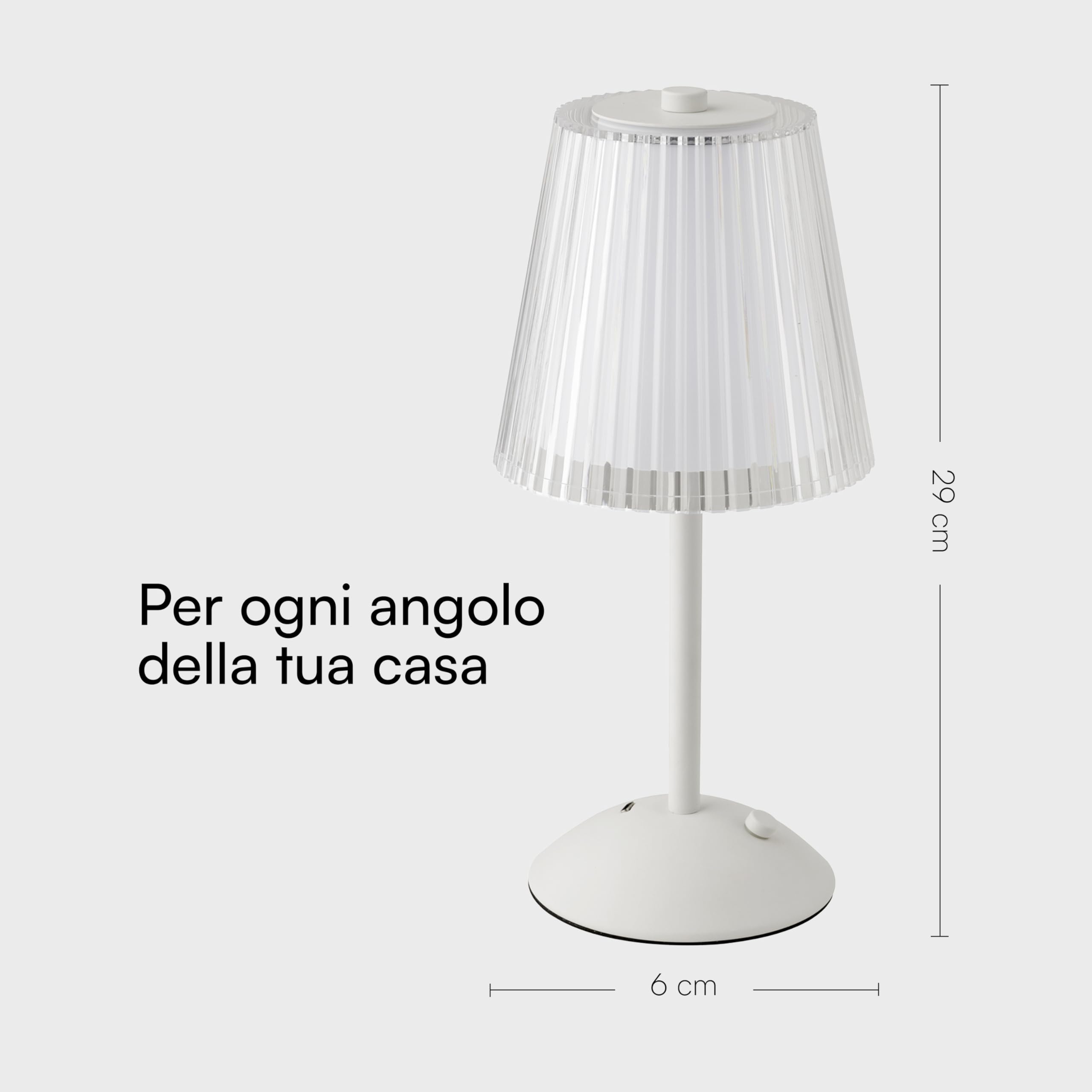 Baroni Home Coppia di Lampade Touch LED Wireless Ricaricabili 3 Modalità di Luce, Lampade in Plexiglass da Comodino per Interno e Esterno, Luci Variabili e Cavo Incluso,12x12x29cm, Bianca 2 Pezzi