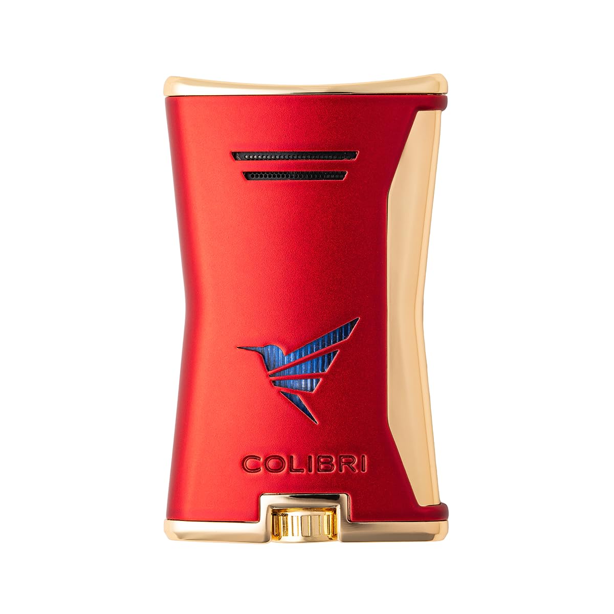 Colibri Premium Slim Torch Lighter - Windproof Refillable Cigar Enthusiasts Choice with Blue Fuel Window and Adjustable Flame