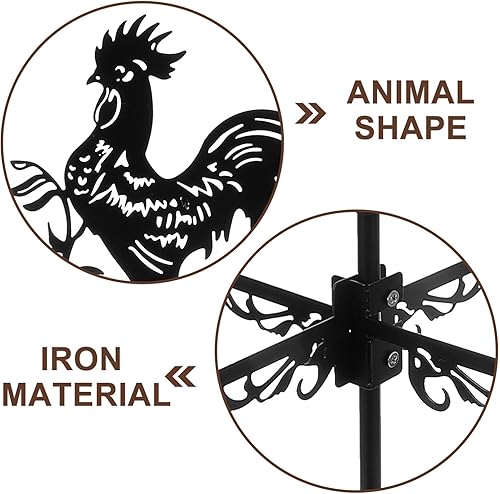 Miniatura 6 de Happyyami Paleta de viento de gallo en la azotea de la azotea, indicador de dirección del viento de metal retro, decoración de arte de jardín para