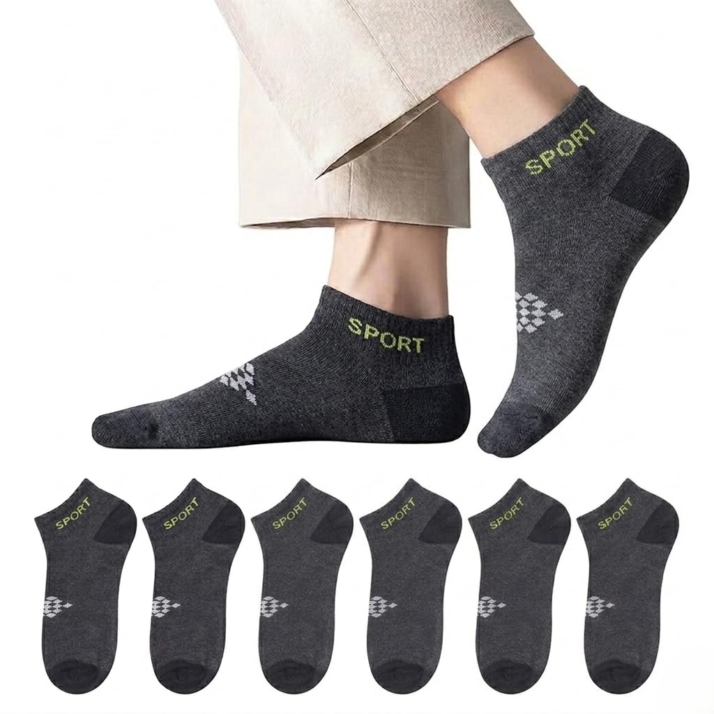 ankle Length Socks for men | Ultra Soft made of cotton | Sports Socks for Boys | Breathable And Stretchable Socks for Boys & Men | Sneaker Shoes Socks, Dark Grey (Pair of 3)-image-11