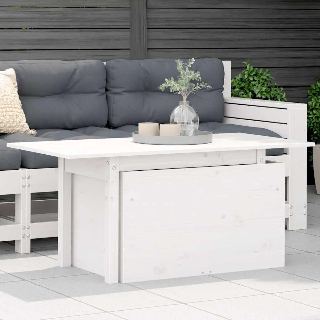SXZenSpace White Garden Table 100x50x75 cm, Solid Pine Adjustable Patio Furniture for Outdoor Seating Areas, Garden, Patio, Lounge and Balcony Use