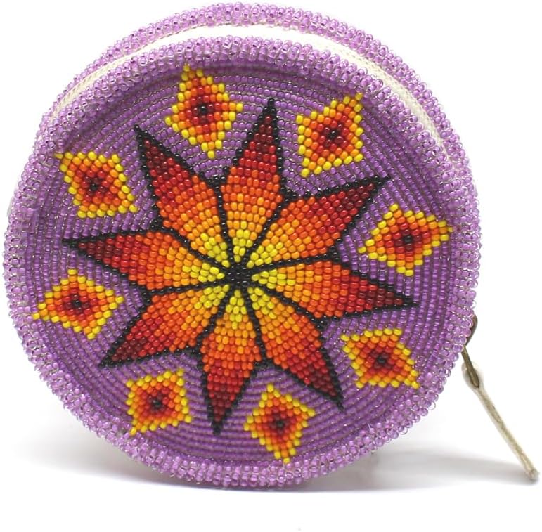 Lavivia Handmade Beaded Coin Purse, Native American Style Seed Beads Coin Pouch, Colorful Beaded Coin Bag, Small Wallets for her, Birthday Graduatiaon Gifts. Purple