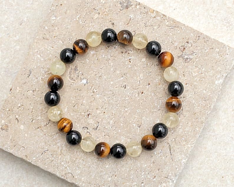 Bracelet en pierre de tourmaline noire de gemme lisse haut de gamme