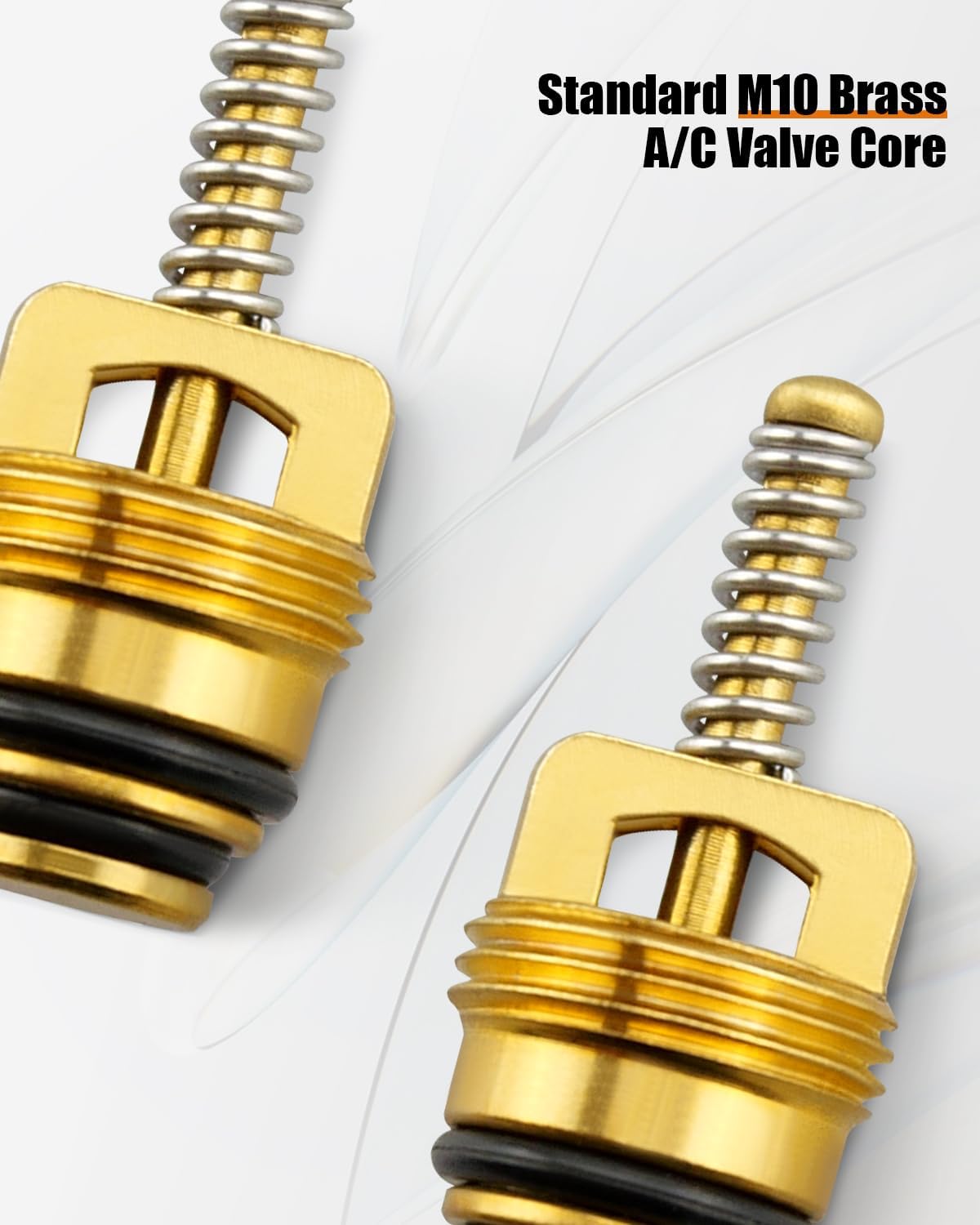 Standard M10 Brass A/C Valve Core Fit for BAS03009/ MT0065/ 59356, Fit for GM 10245619, Fit for Ford 4L3Z19D701A, Fit for Chrysler 4882331, Fit for Delco 15-5528, Fit for 134A R12 Systems 10pcs