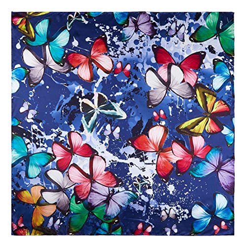 JWSilk Extra Large Square Silk Scarf Art and Floral Print2