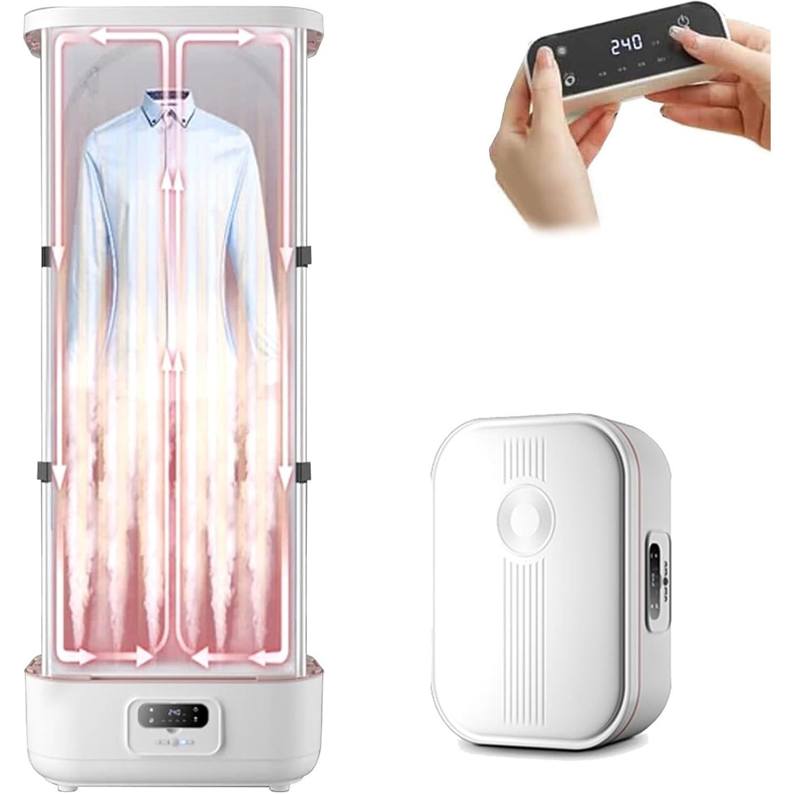 RayGenius SèChe-Linge EntièRement Automatique avec Fonction De SéChage à La Vapeur, Machine à Repasser Et à Plier pour Un Repassage Facile des VêTements Infroissables, avec Pince à DéFroisser,Basic