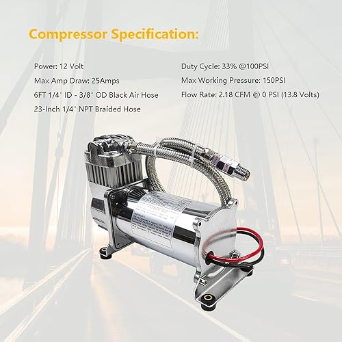 Vista 13 de Sistema de aire a bordo de servicio medio/kit compresor 150 PSI 12V con tanque de bocina de tren/aire de 2,5 galones (9,5 litros)