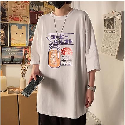 Amazon Co Jp N A 男性tシャツ日本語スタイルハーフスリーブプリントoネックの学生トップティーカジュアルサマーストリートウェアカップル Color A Size Xxl Code ファッション