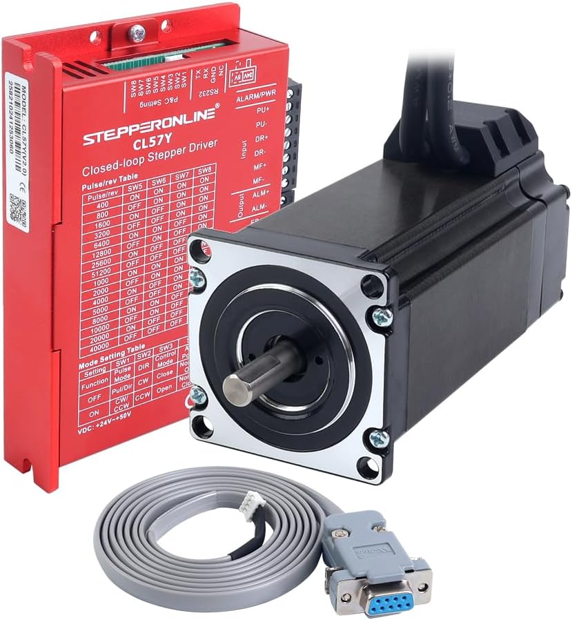 STEPPERONLINE Closed Loop Stepper Motor 1 Axis CNC KIT 3.0 Nm/424.92oz.in 5.0A Nema 23 Motor with 1.5 Meter Cables & 0-7.0A 24-50VDC Closed Loop Stepper Driver CL57Y-V20