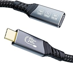 EUDOBEL USB C Thunderbolt 4 Verlängerung 1m, USB 4 USB C Verlängerung 40Gbps,PD 3.1 240W, 4K@144Hz 8K@60Hz Thunderbolt Verlängerungskabel für Thunderbolt 5, Switch, MacBook, iPad Pro, VR, SSD