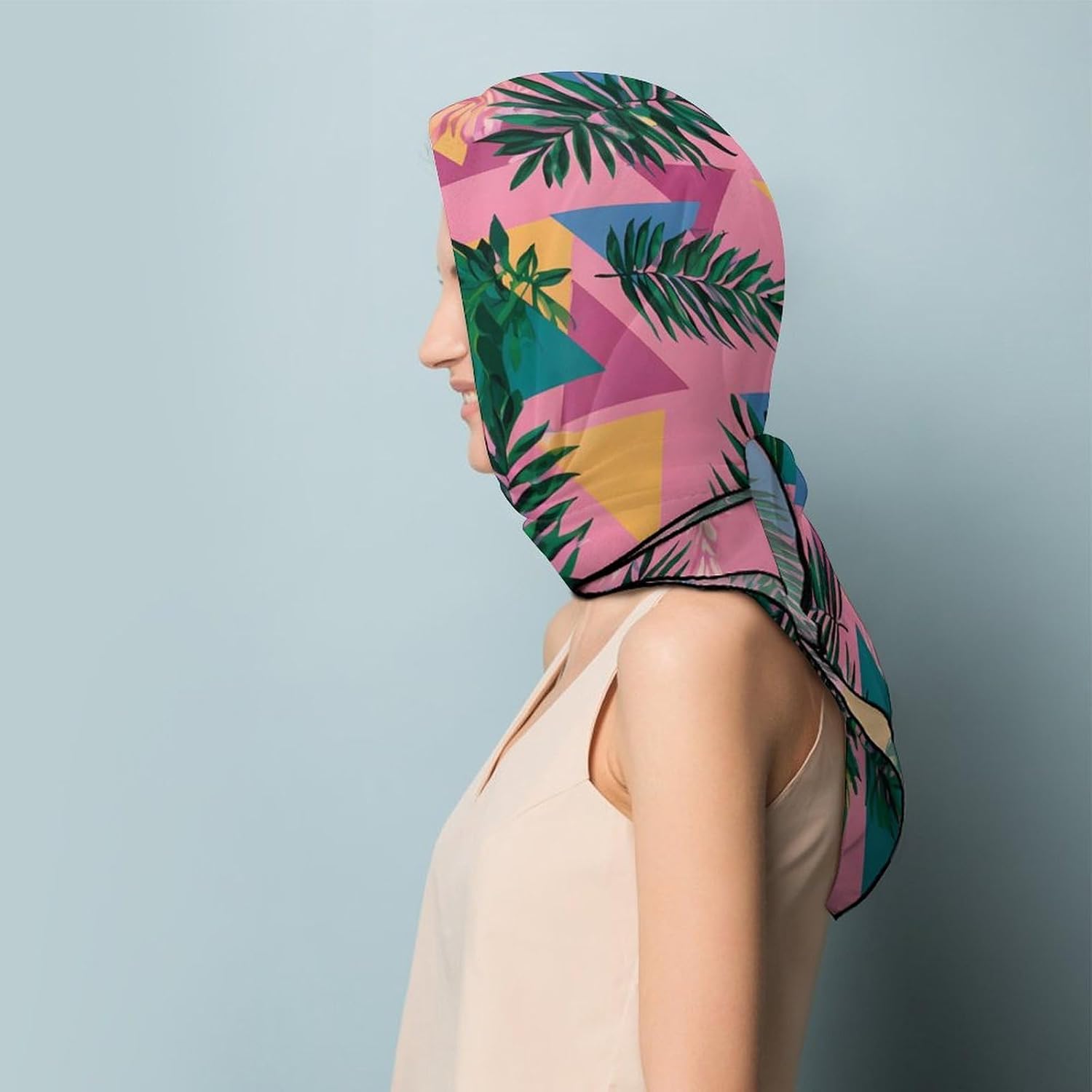 80s Triangles Tropical Leaves Funny Bandana Multi-purpose Head Scarf