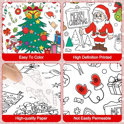 Image of Litmitfu Giant Christmas Coloring Poster - Large Merry Christmas Coloring Tablecloth for Kids, Jumbo Xmas Paper Coloring Table Cloth Banner Activities Games Party Favors Crafts,30 x 72 Inch