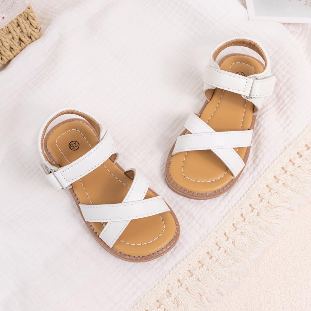 Girls Sandals Open Toe Breathable Princess Non-Slip Flats Summer Beach Lightweight Rubber Sole Sandals