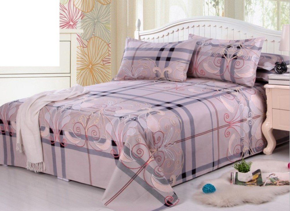 Drap imprime feuilles de Vichy 120x230 cm pour lit simple epais qui glisse