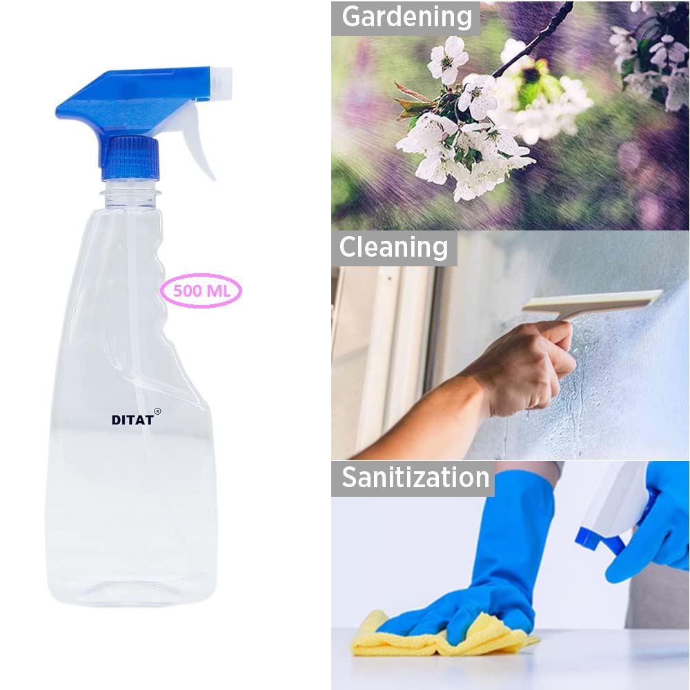 DITAT 500ml Flat Spray Bottle for Liquid Sprayer Sanitizer/Ironing/Garden/Office/Hospital/Multipurpose Use (Blue Pack of 3) 1