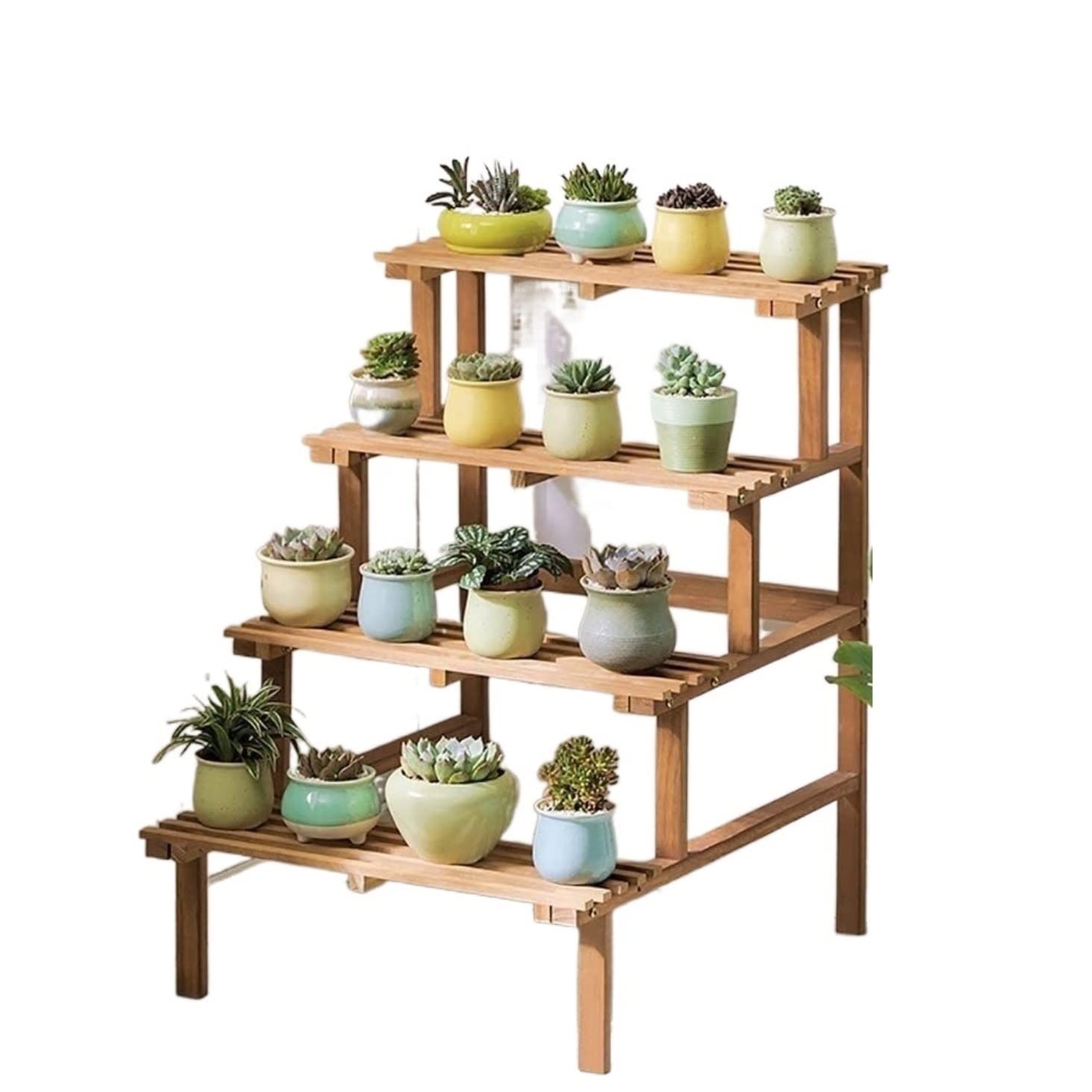 MHbdfsxz Plant Shelf For Multiple Plants Solid Wood Plant Stand Succulent Flower Pot Holder Home Patio Garden Lawn Flower Stand For Patio(A,80*60*72cm)